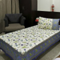 Straight Line: Get 18% off Contrast Border Gold Print Bed Sheet Set Orders