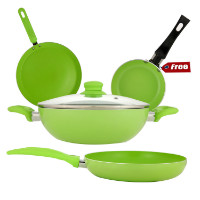 Shop CJ: Get 63% off Wonderchef Da Vinci Green Non Stick Cookware Family Set Orders