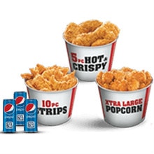 KFC: Flat ₹ 445 on Chick & Share Bucket + 3Pepsi